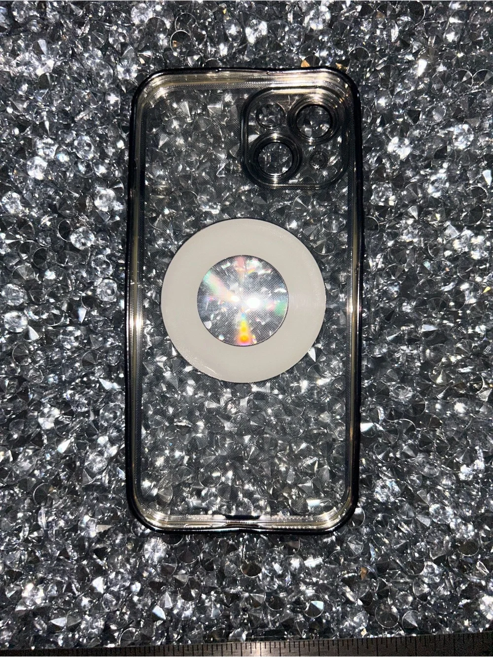 iPhone 15 Clear Black iPhone Case with Holographic Ring